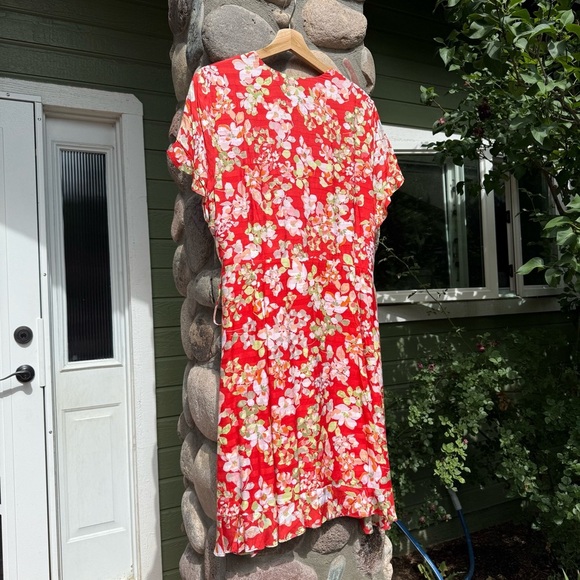 J. Jill Orange Floral Ruffle Wrap Sundress Size Large NWOT - Picture 6 of 8